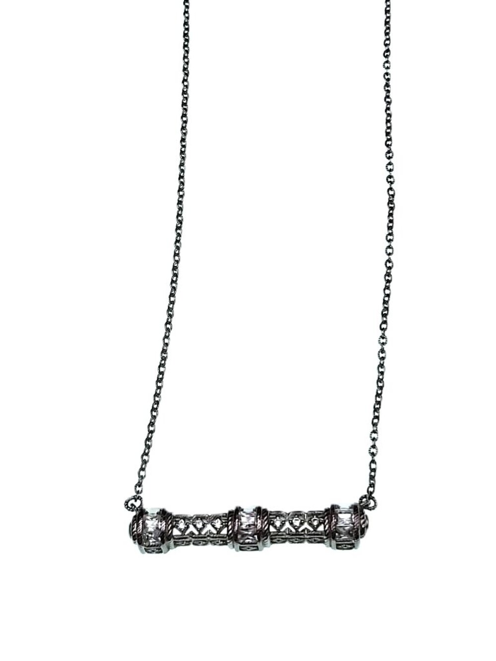 Judith Ripka Diamonique (CZ) Bar Necklace  .925   17"